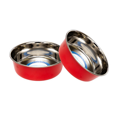 Country Living Set of 2 Heavy Gauge Stainless Steel Dog Bowls - Perfect for Food & Water