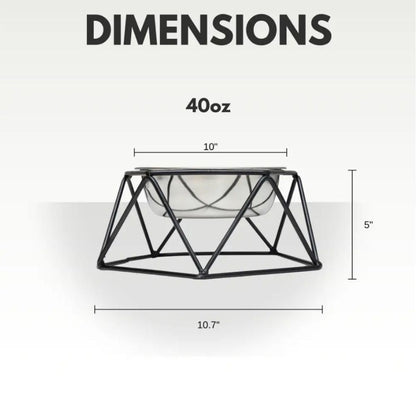 Country Living Elevated Single Dog Bowl Feeder – Geometric Design with Removable Stainless Steel Bowl