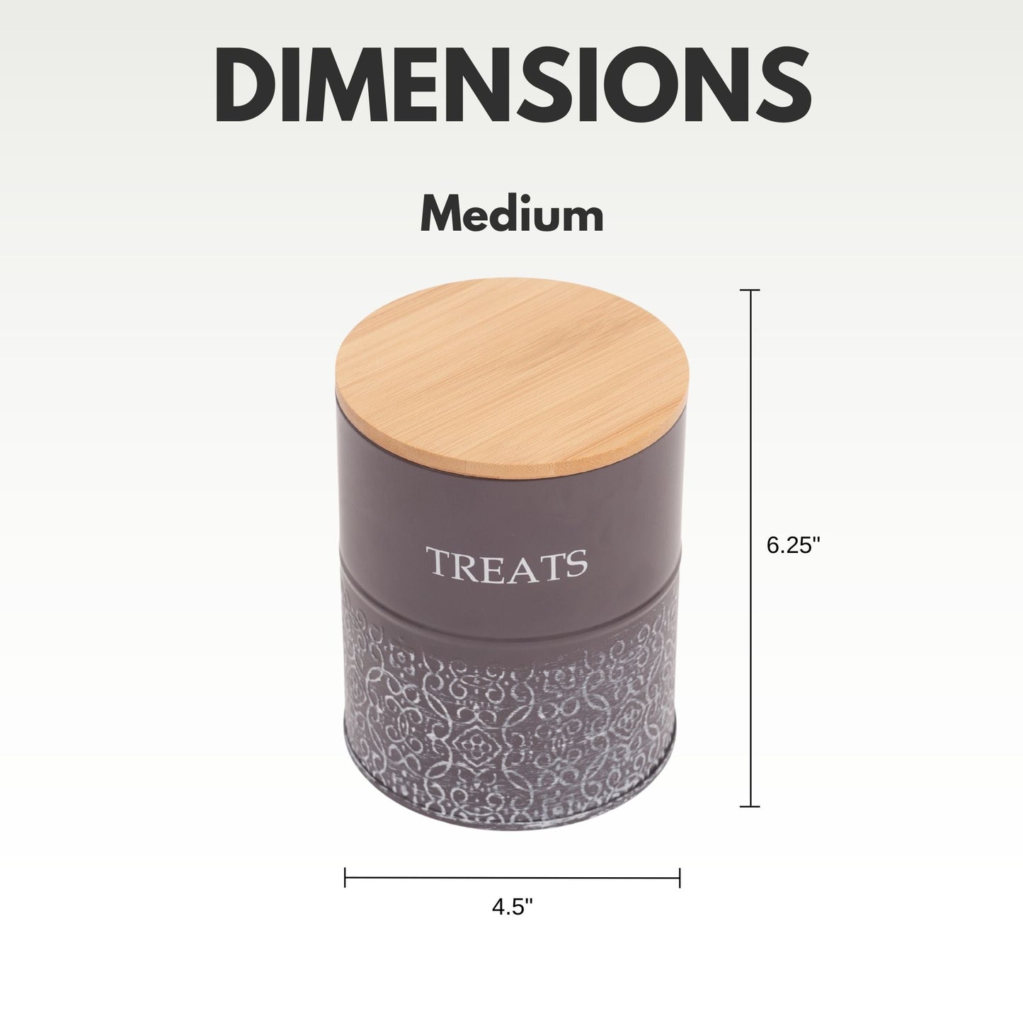 Country Living Dog Treat Canisters - Set of 2 Carbon Steel Jars with Bamboo Lids – Volcanic Gray