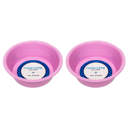 Country Living Set of 2 Coated Stainless Steel Heavy Dog Bowls - Ideal for Medium to Large Breeds