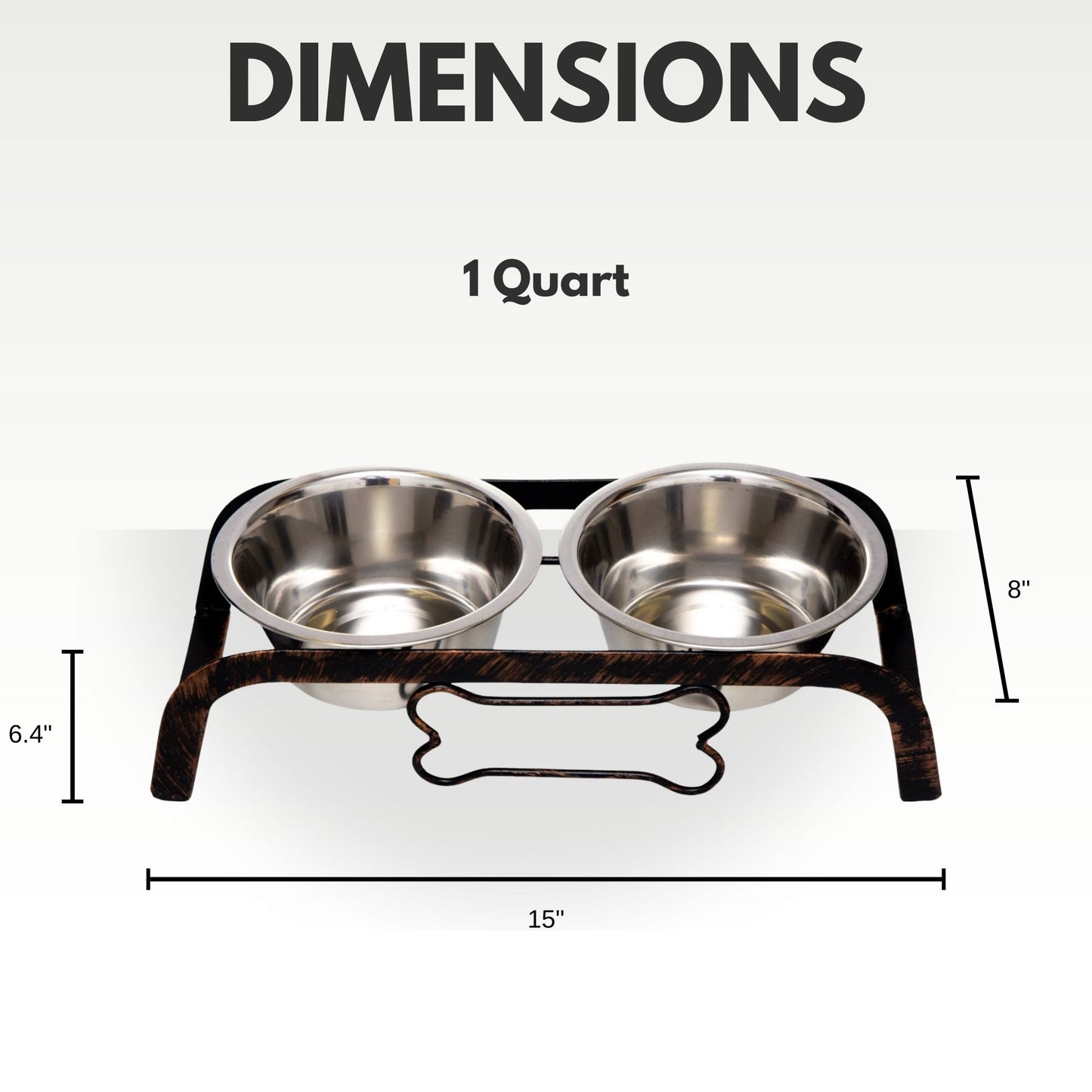 Country Living Rustic Dog Bone Elevated Feeder with 2 Stainless Steel Bowls