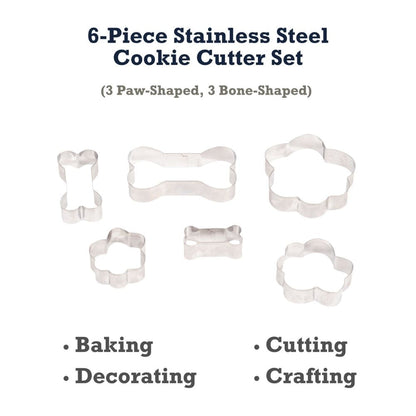 Country Living 6-Piece Stainless Steel Cookie Cutter Set (3 Paw-Shaped, 3 Bone-Shaped)
