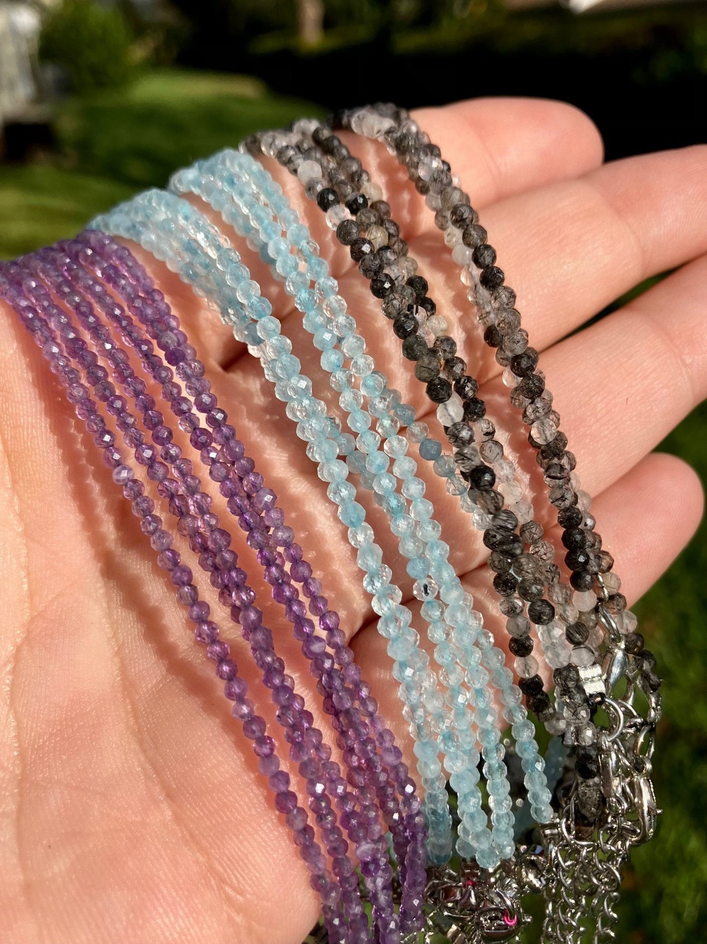 Anklets 2mm Faceted Crystal Beads - 9 Different Crystals