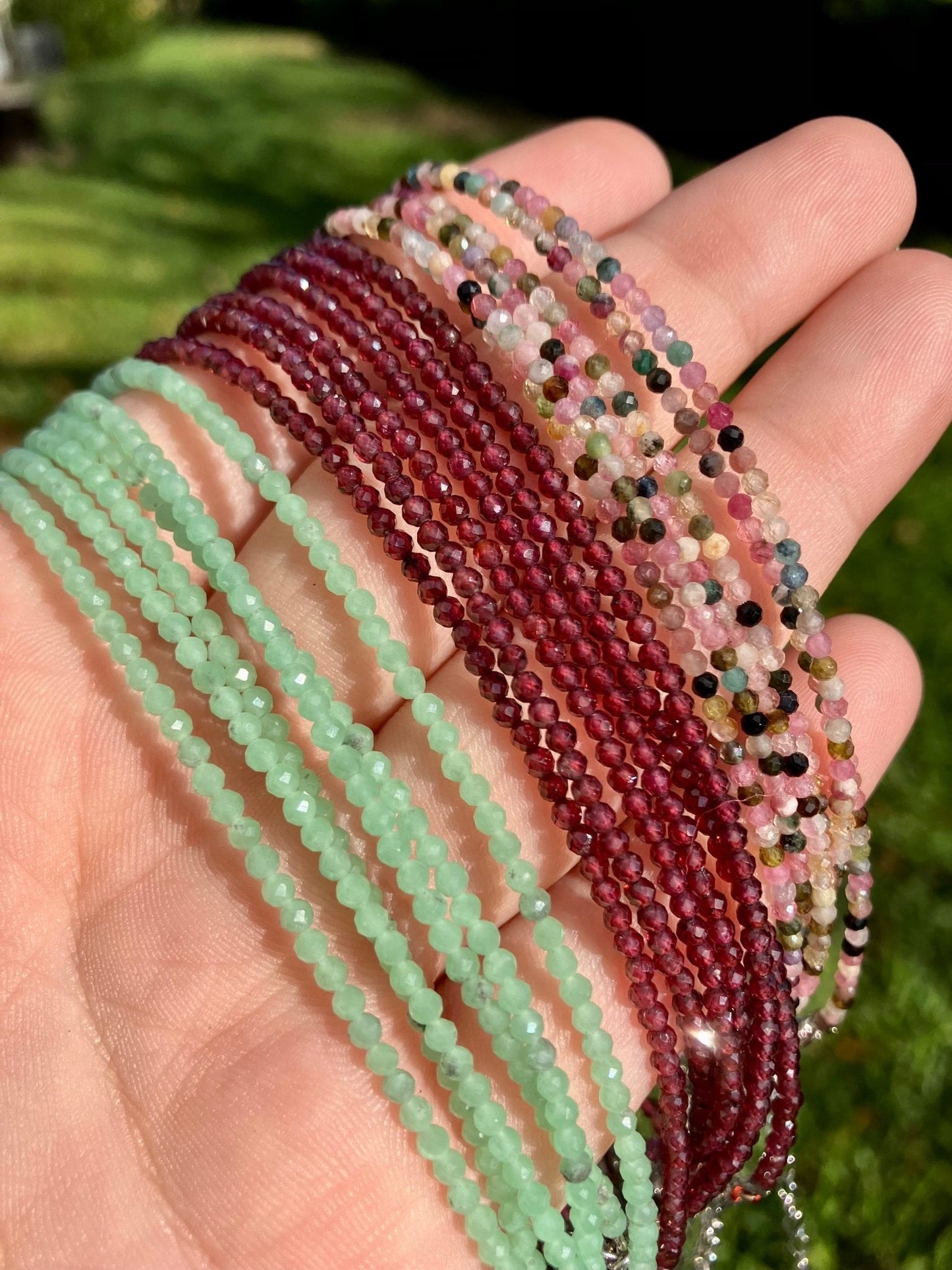 Anklets 2mm Faceted Crystal Beads - 9 Different Crystals