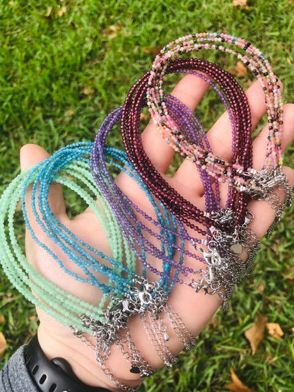Anklets 2mm Faceted Crystal Beads - 9 Different Crystals