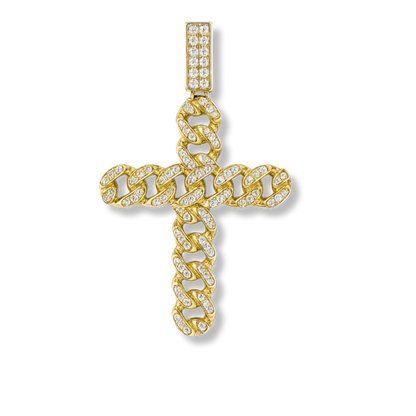 Cuban Link Cross Pendant 925 Sterling Silver