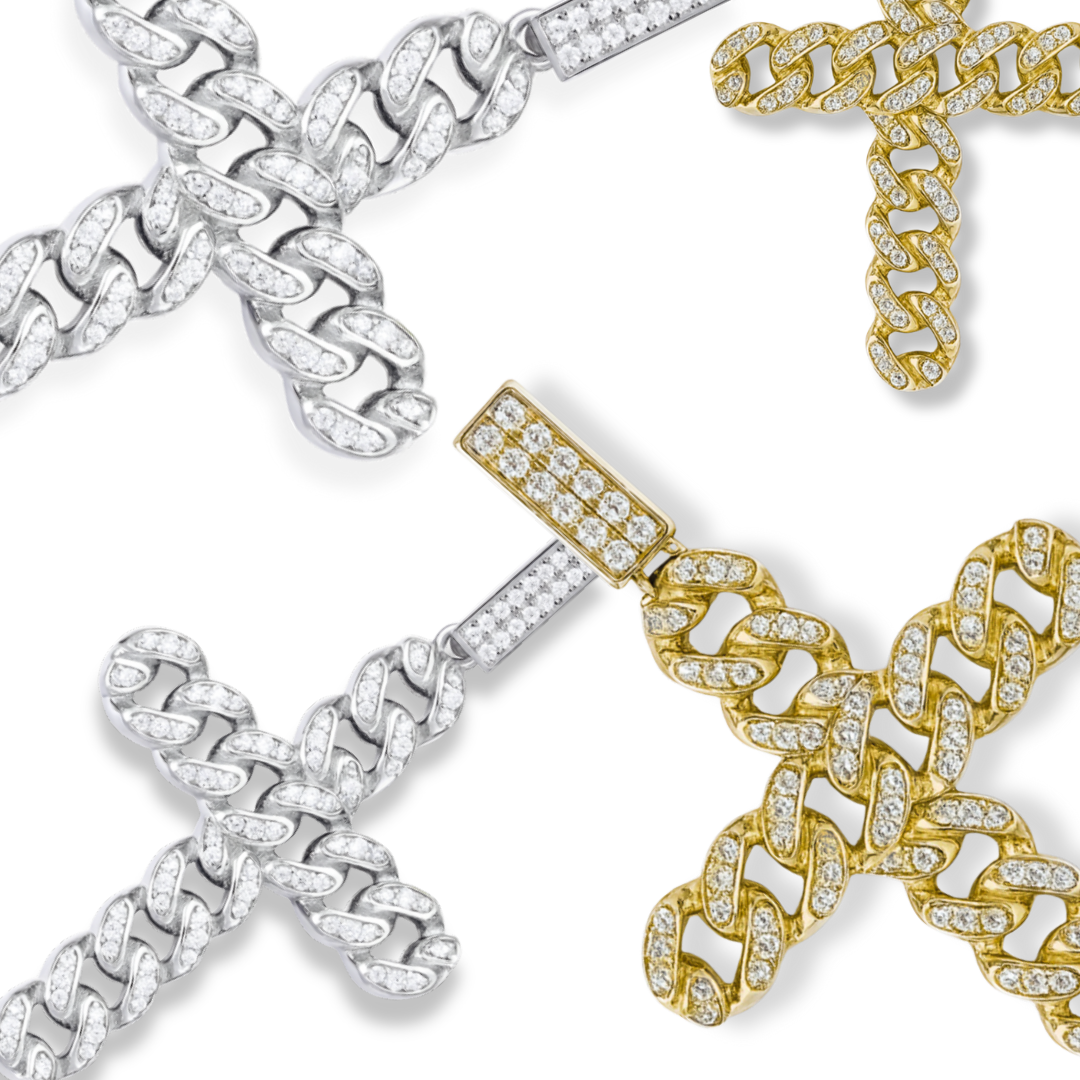 Cuban Link Cross Pendant 925 Sterling Silver