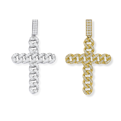 Cuban Link Cross Pendant 925 Sterling Silver