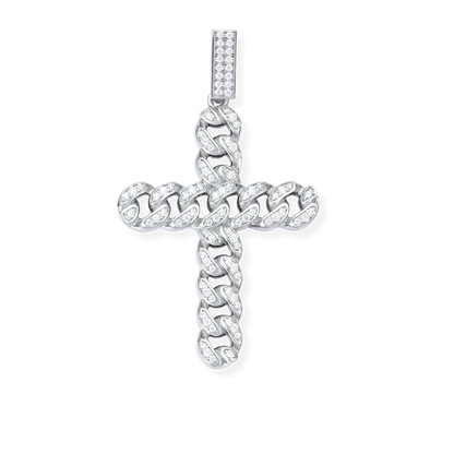 Cuban Link Cross Pendant 925 Sterling Silver