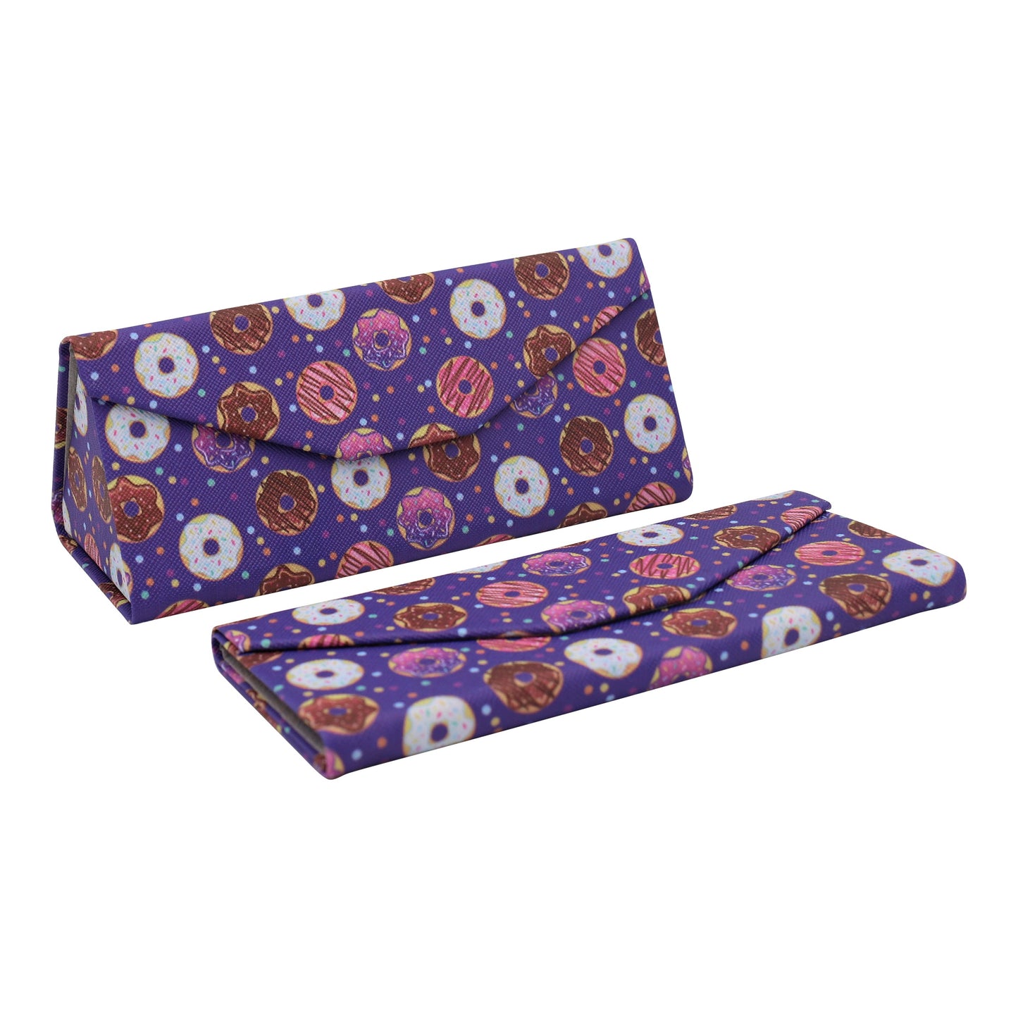 Donuts Print Glasses Case - Vegan Leather Magic Folding Hardcase