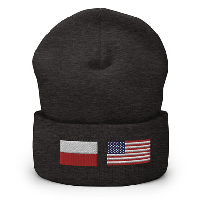 Polish American Flag Cuffed Beanie