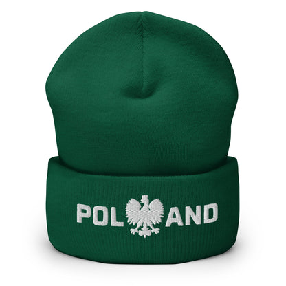 Poland With Polish Eagle Cuffed Beanie