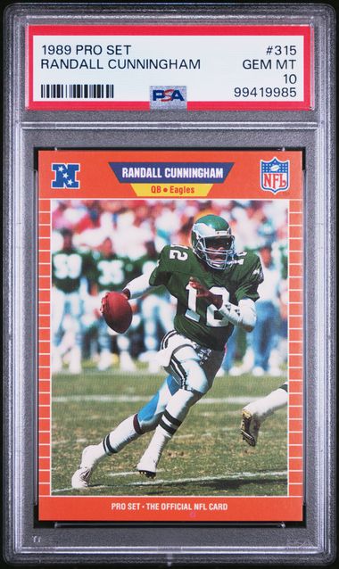 Graded 1989 Pro Set Randall Cunningham #315 Football Card PSA 10 Gem Mint