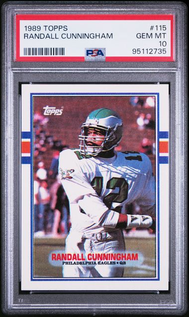 Graded 1989 Topps Randall Cunningham #115 Football Card PSA 10 Gem Mint