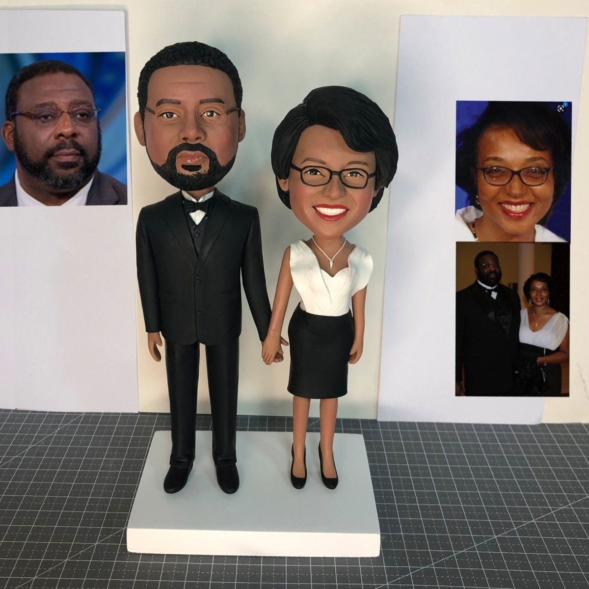 Custom Anniversary Black Couple Bobblehead