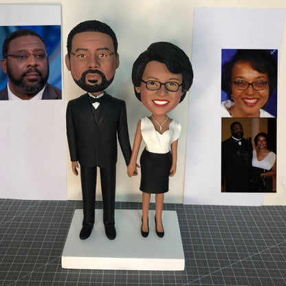 Custom Anniversary Black Couple Bobblehead