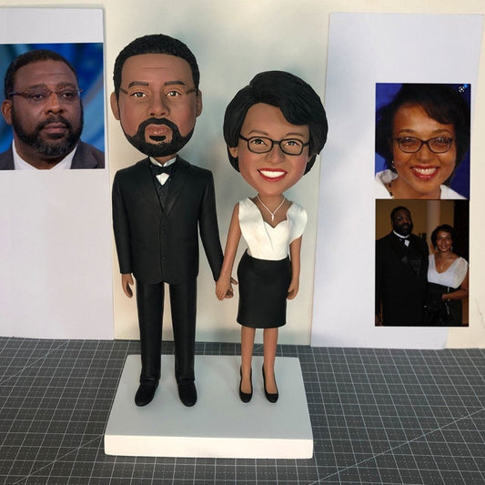 Custom Anniversary Black Couple Bobblehead