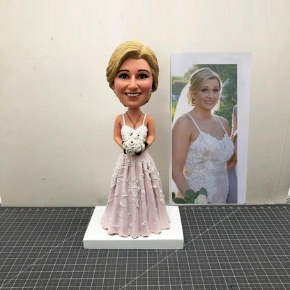 Custom Bride Bobblehead Cake Topper