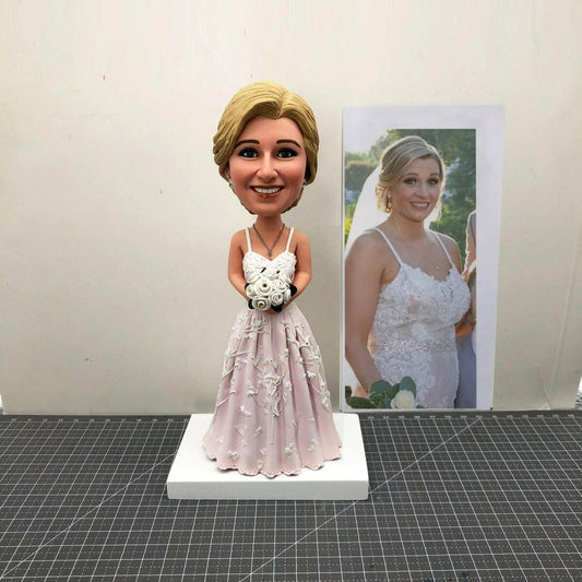 Custom Bride Bobblehead Cake Topper