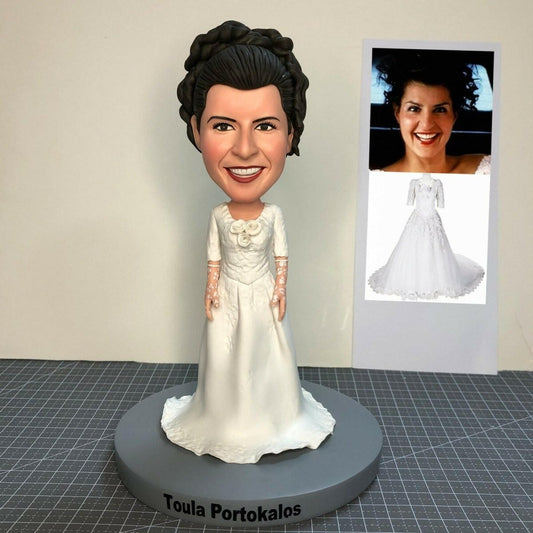 Custom Bride Bobblehead & Personalized Wedding Figurine