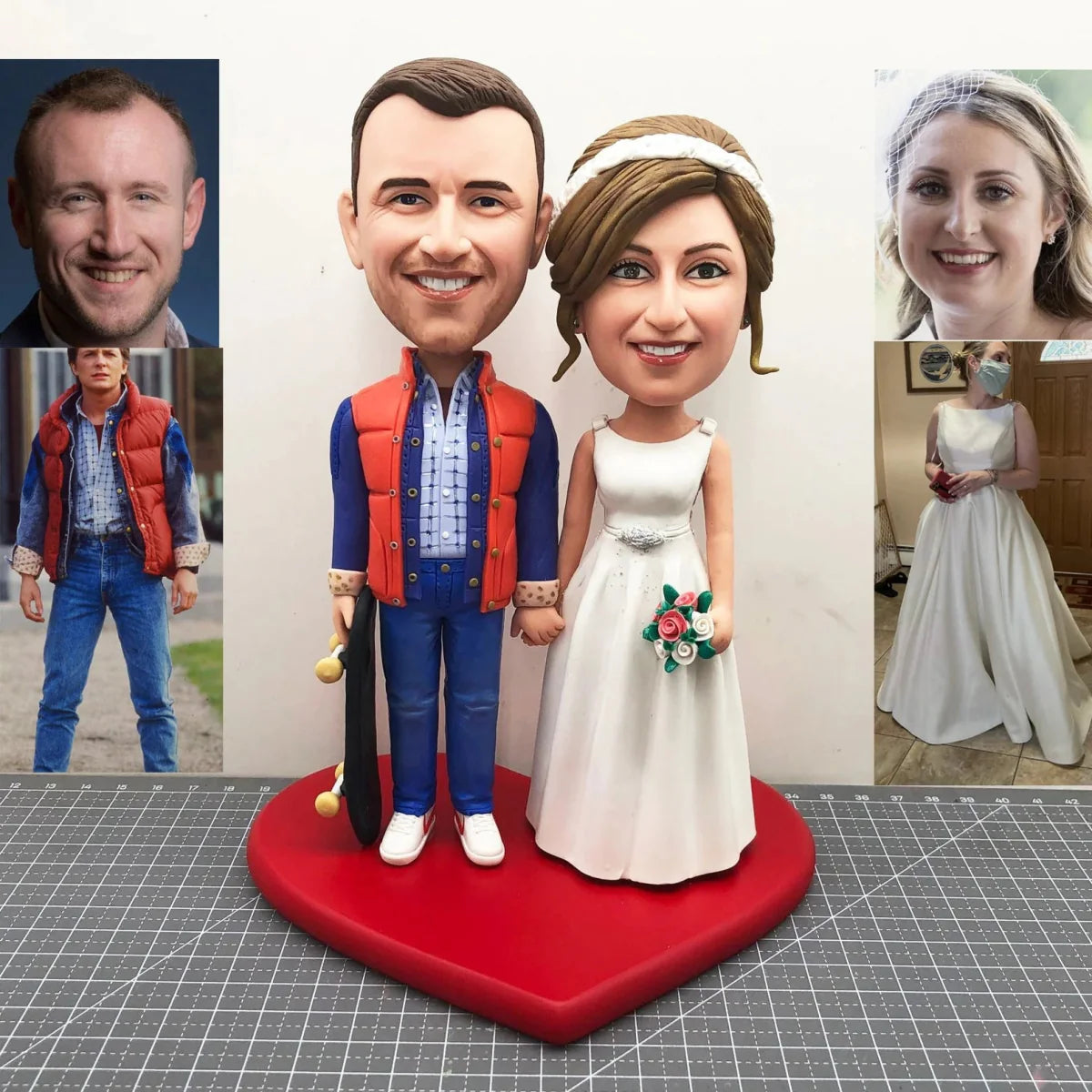 Custom Bride & Groom Bobbleheads on Scooter