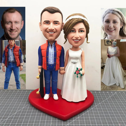 Custom Bride & Groom Bobbleheads on Scooter
