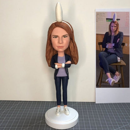Custom Crossed Arms Bobblehead With Hairpin