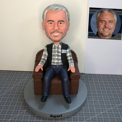 Custom Father Bobbleheads Old Man Sitting On The Sofa
