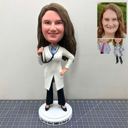 Custom Female Doctor Statues Personalized Medical Doctor Bobbleheads