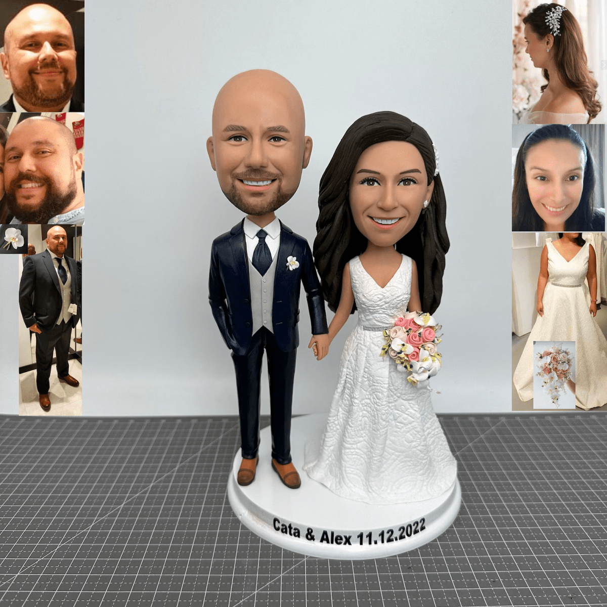 Custom Groom and Bride Wedding Bobbleheads