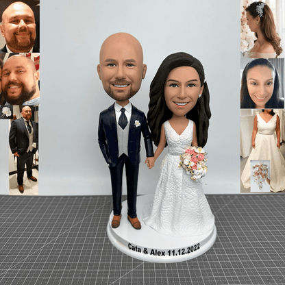 Custom Groom and Bride Wedding Bobbleheads