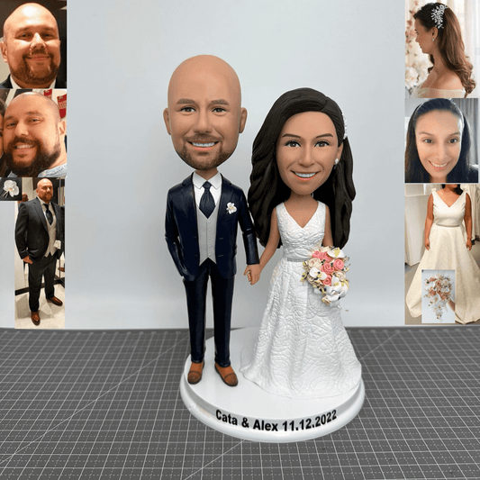 Custom Groom and Bride Wedding Bobbleheads