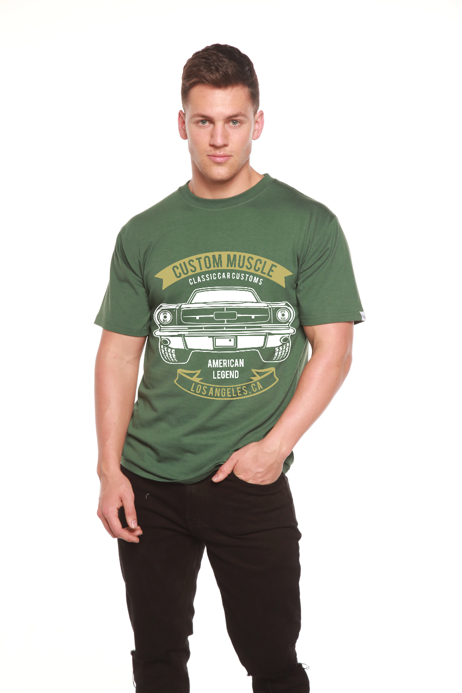 Custom Muscle Men's Bamboo Viscose/Organic Cotton Short Sleeve Graphic T-Shirt