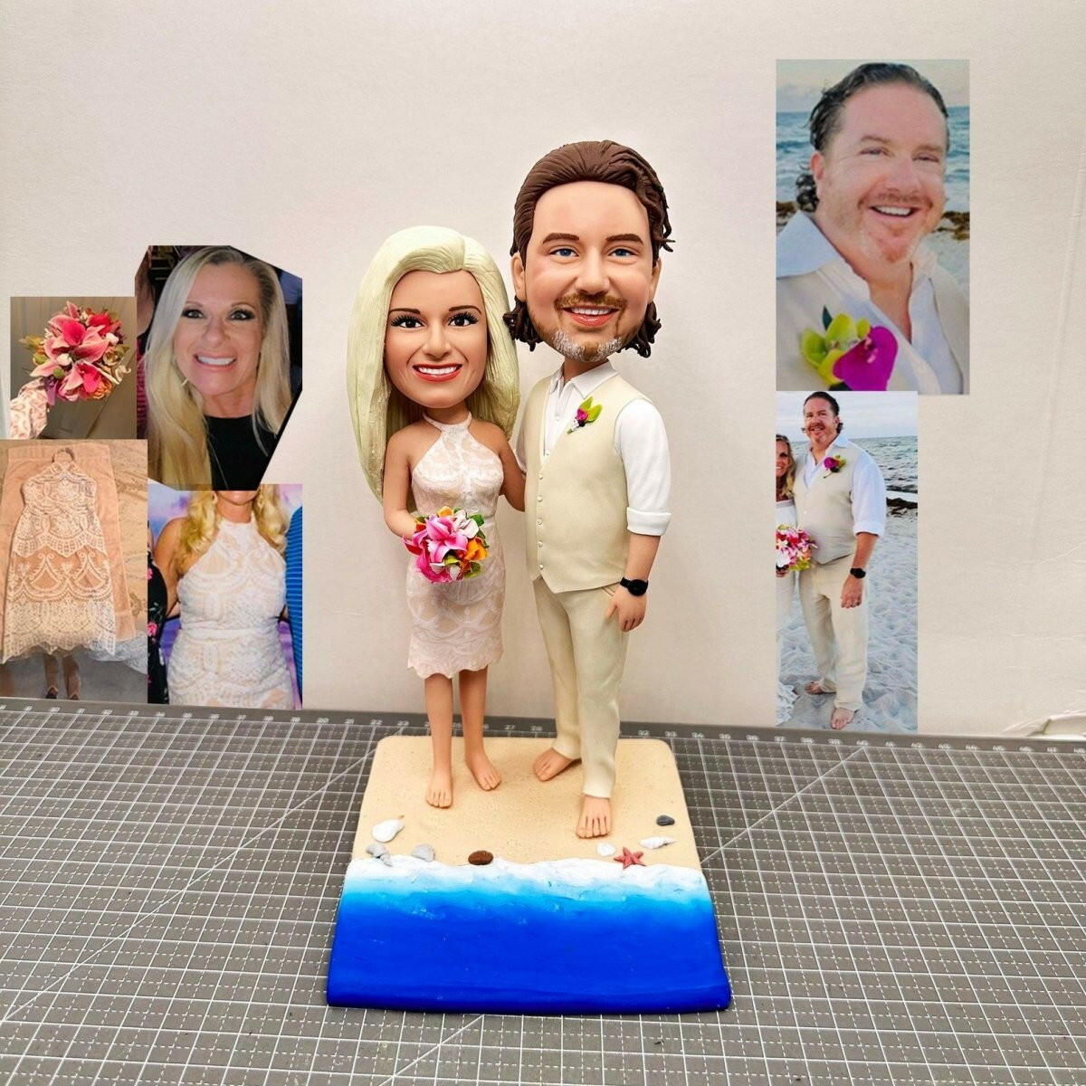 Custom Wedding Couple Bobblehead Clay Sculpture