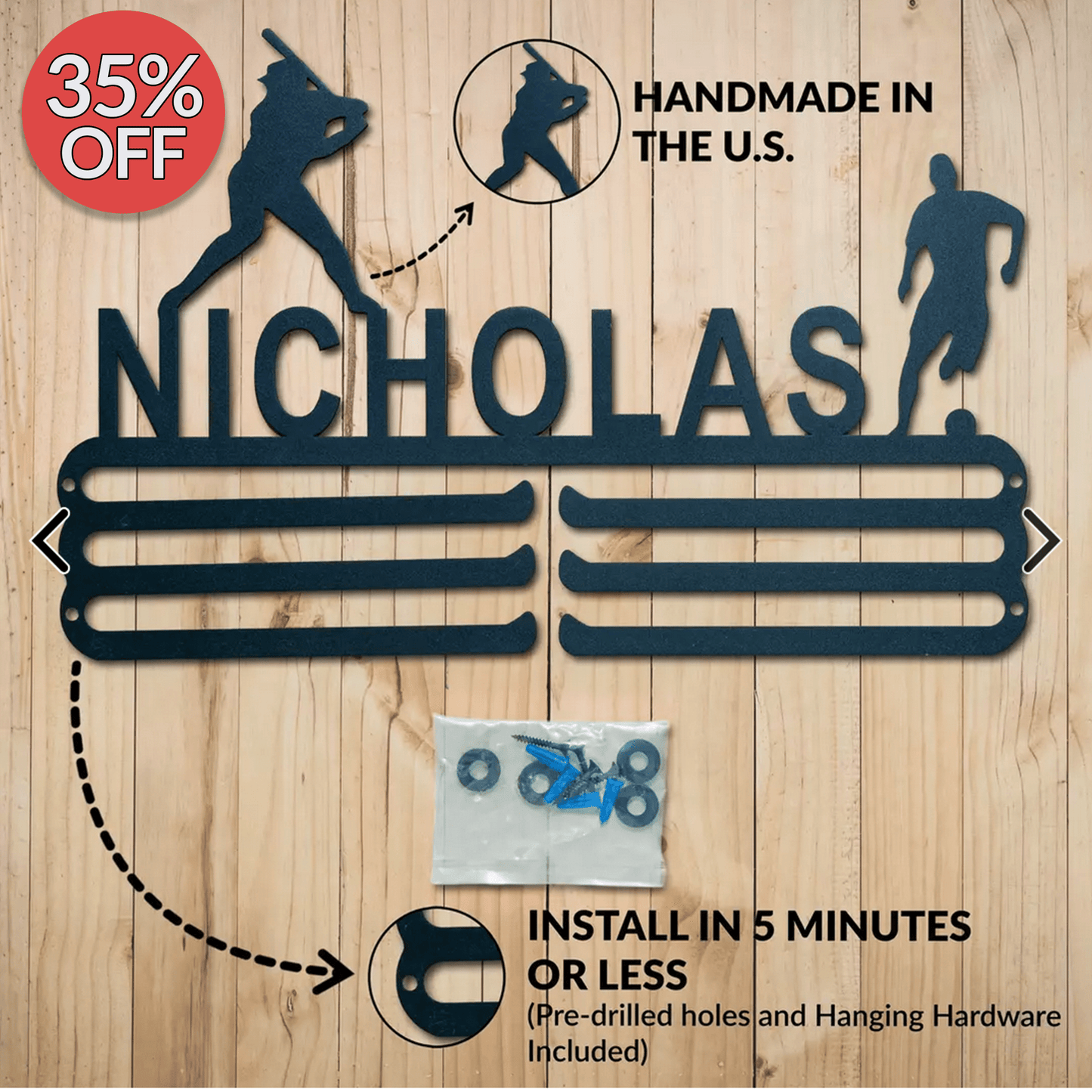 Fully Customized Medal Display Hanger - Single or Multi-Sport Rack