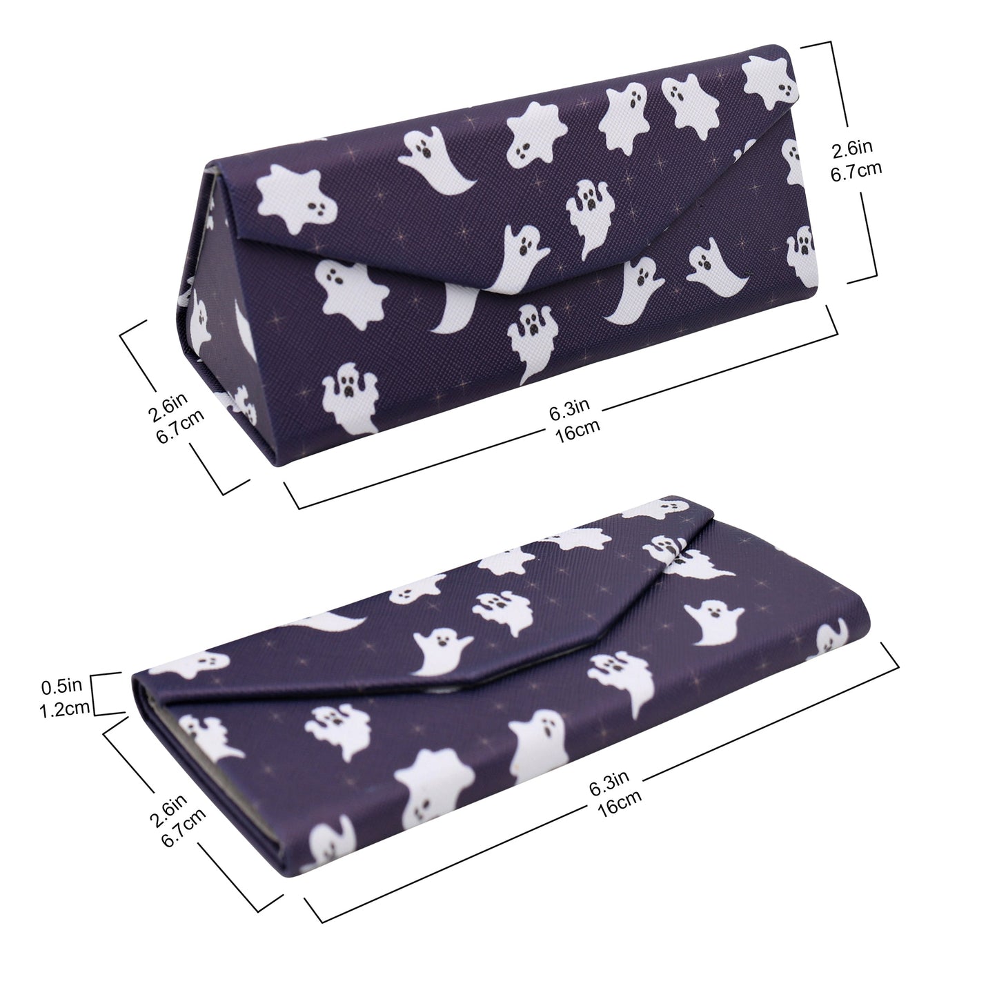 Ghost Print Glasses Case - Vegan Leather Magic Folding Hardcase
