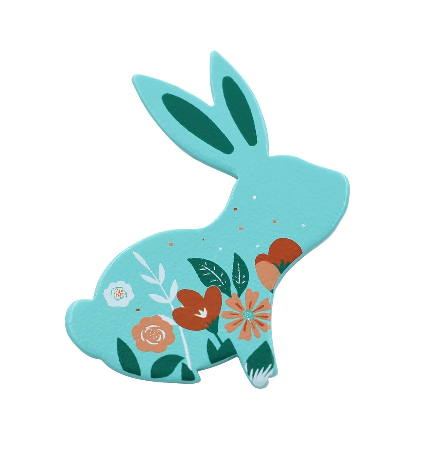 Spring Bunny with Flowers Enamel Pin - Floral Rabbit Lapel Pin Brooches