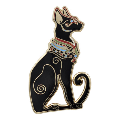 Egyptian Cat Pin - Mystic, Regal, Black Cat Enamel Pin, Ancient Egypt Bastet Lapel Pin for Hats, Jackets