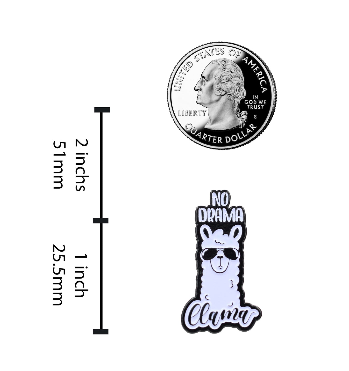 No Drama Llama Pin - No Stress Motivational Llama Enamel Pin