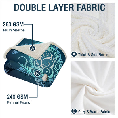 Oceanic Turtle Sherpa Throw Blanket
