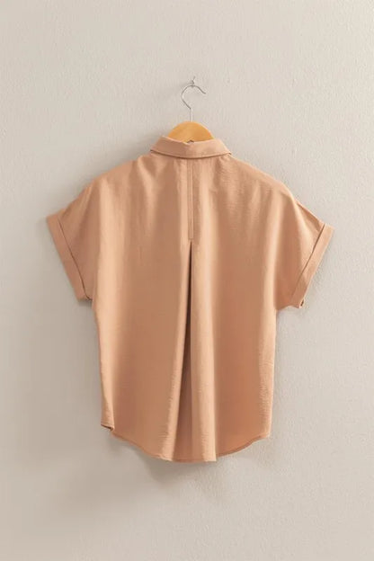 HYFVE Button Down Collared Neck Short Sleeve Shirt