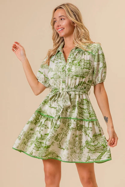 BiBi Woven Printed Tiered Dress
