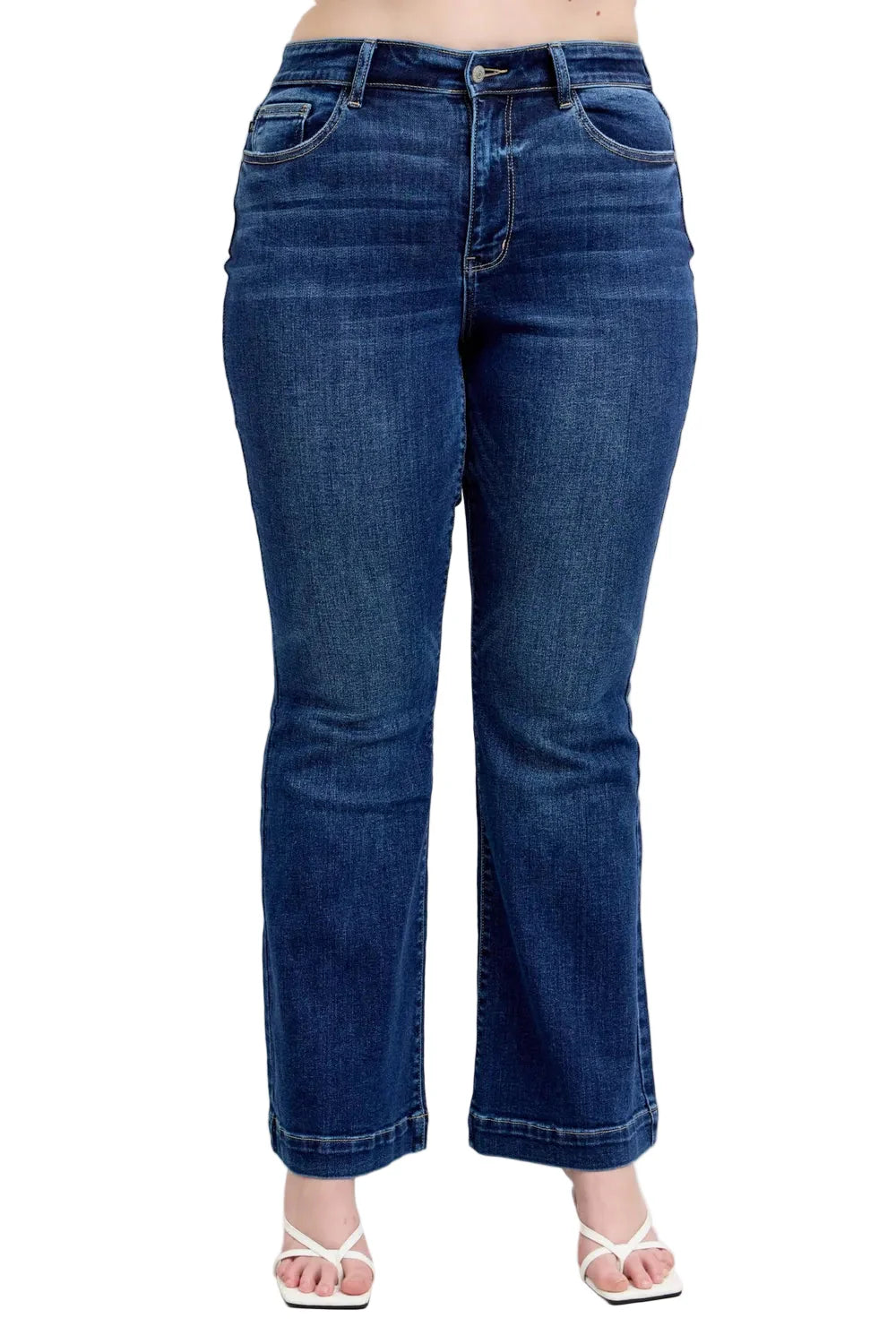 Full-Size High-Rise Flare Jeans with Pockets Plus Size