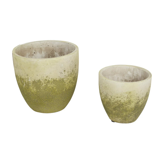 WEATHERED CEMENT FLOWERPOTS SET OF 2