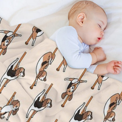 Beagle Pole Dancing Club Throw Blanket