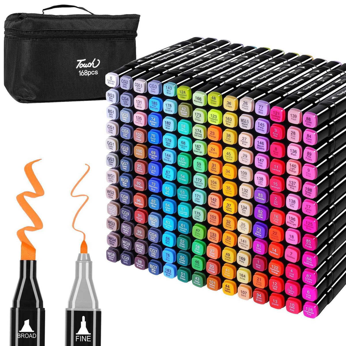 Touch 168-Piece Dual-Tip Alcohol Marker Set