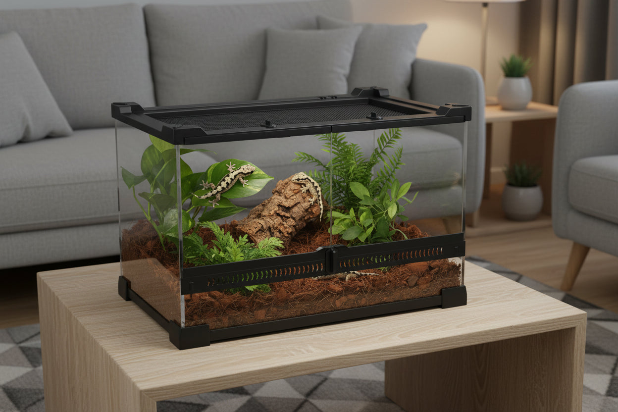 10L (2.6 Gallon) Glass Vivarium with Rock Background