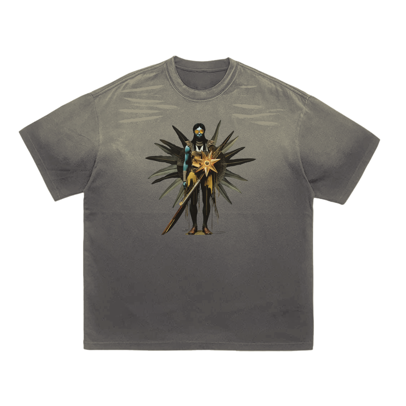 Amaru Khan Stars Deux Vintage Washed Tiger Stripes Dyed Gradient T-Shirt