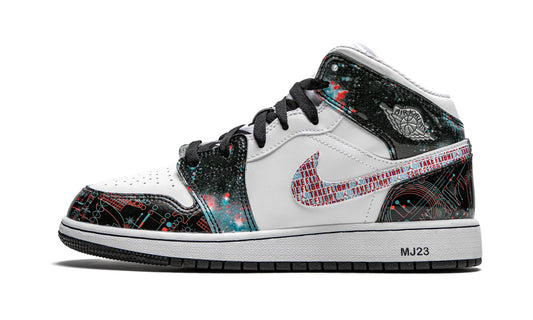 Nike Youth Air Jordan 1 Mid Se GS White/Bright Crimson-blue Hero 4 Big Kid