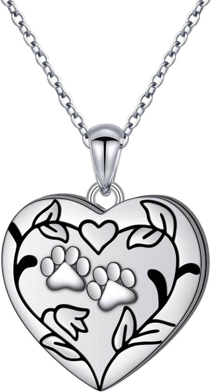 Always in My Heart Paw Print Necklace – Pet Memorial Gift